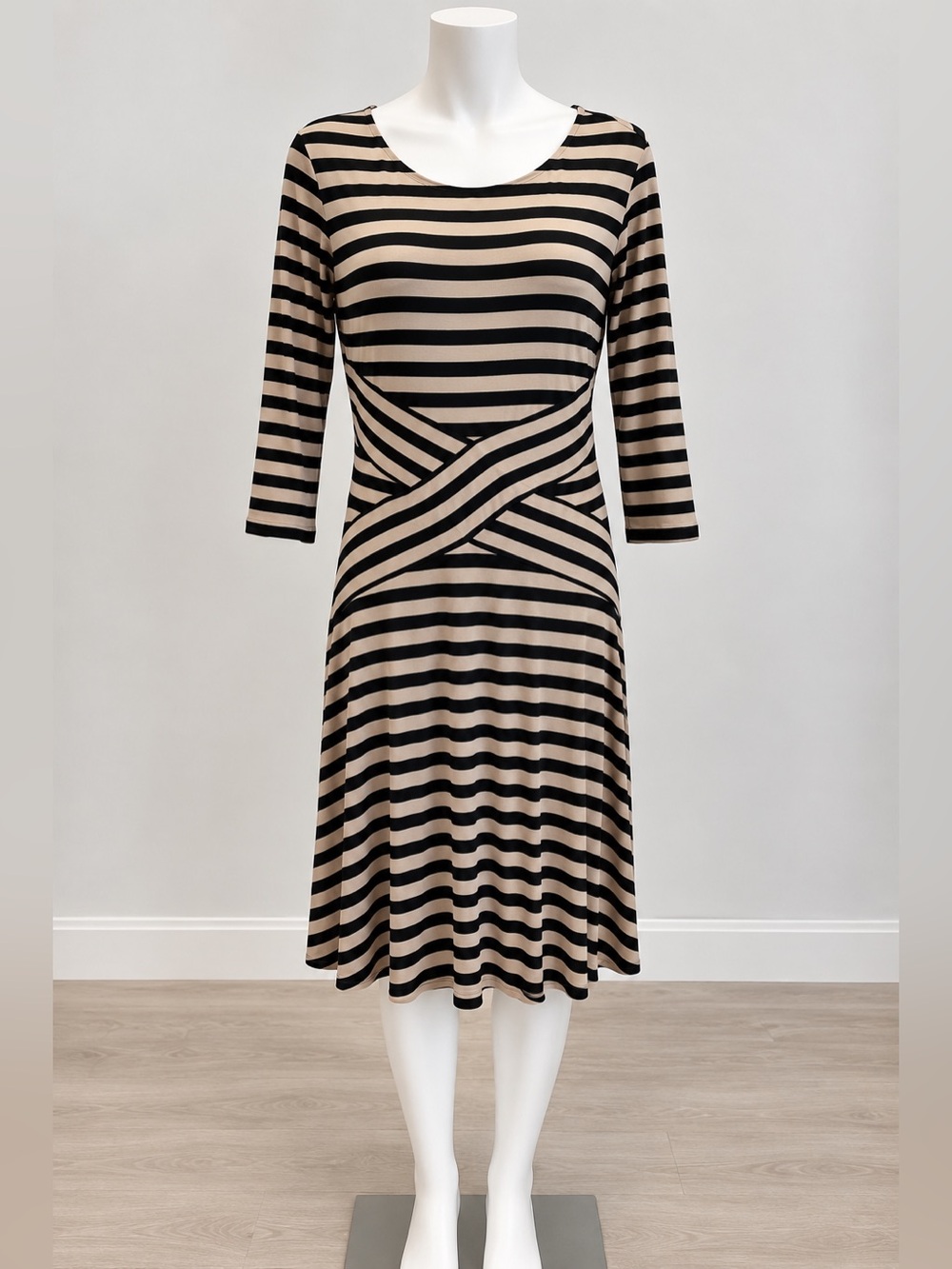 ECI Black & Tan Striped Dress